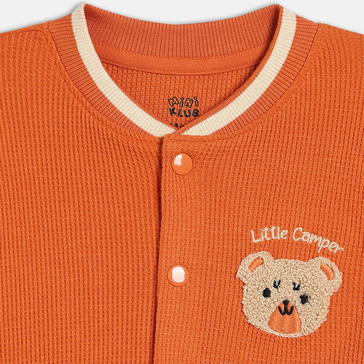 Boys Cotton Full Sleeves Solid Jacket - Orange