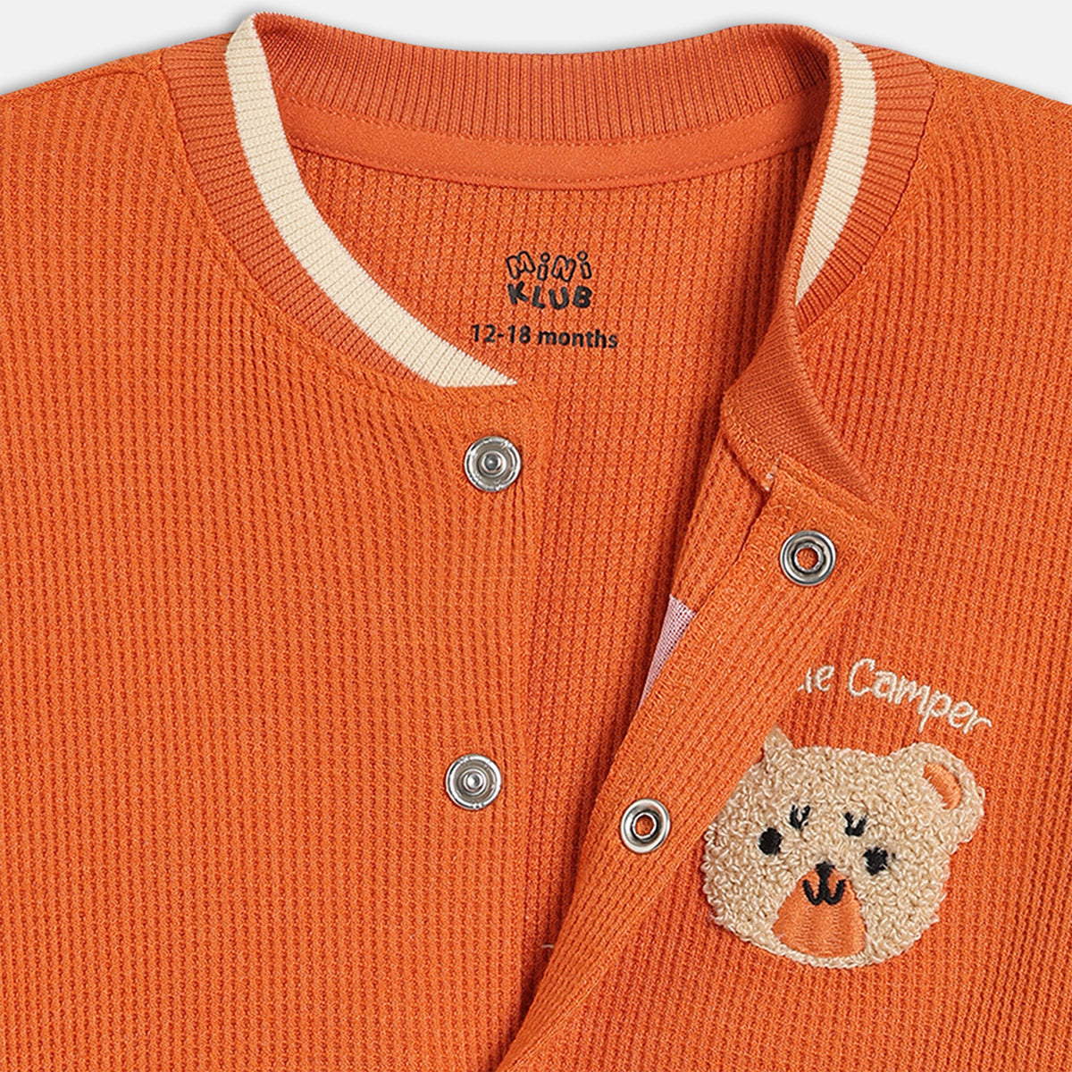 Boys Cotton Full Sleeves Solid Jacket - Orange