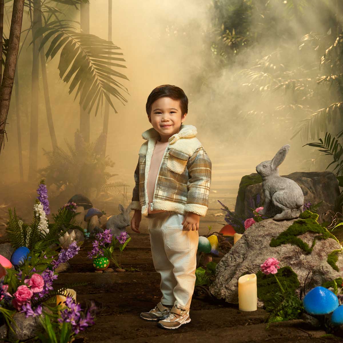 Boys Cotton Full Sleeves Checked Jacket - Brown