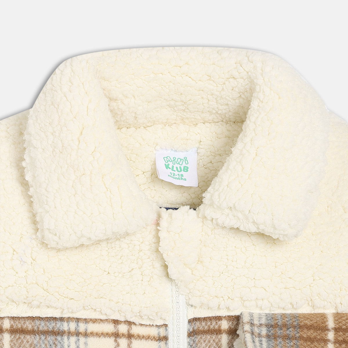 Boys Cotton Full Sleeves Checked Jacket - Brown