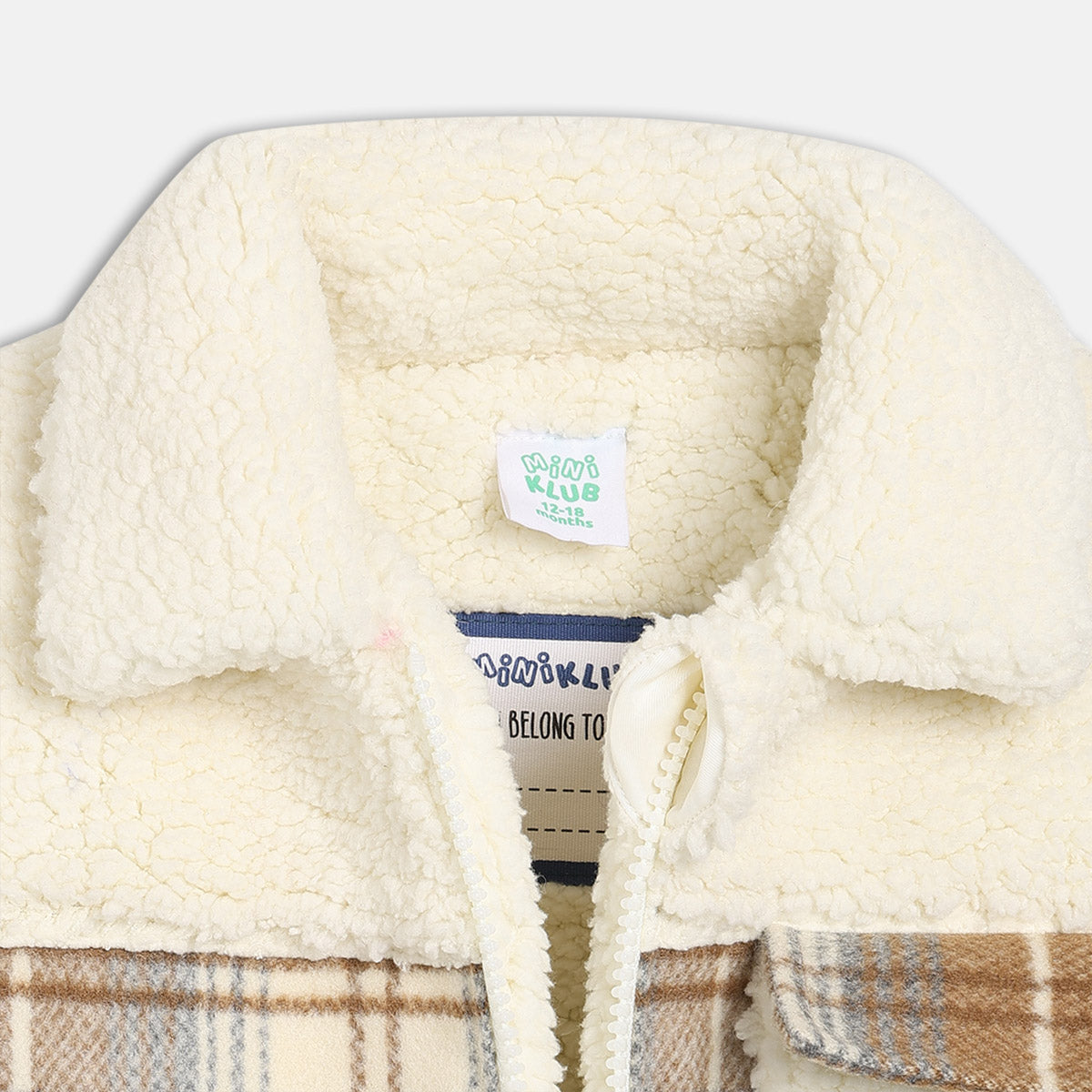 Boys Cotton Full Sleeves Checked Jacket - Brown