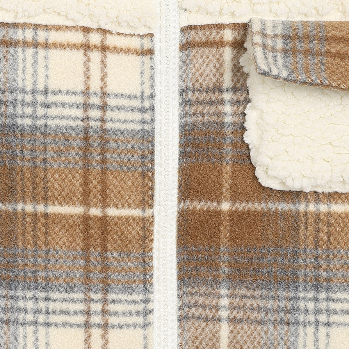 Boys Cotton Full Sleeves Checked Jacket - Brown