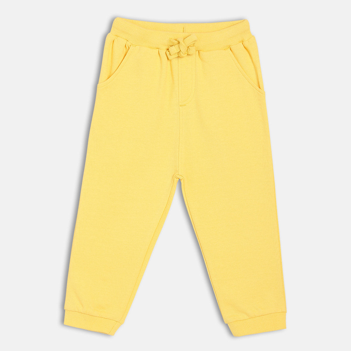 Boys Cotton Solid Joggers - Yellow