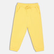 Boys Cotton Solid Joggers - Yellow