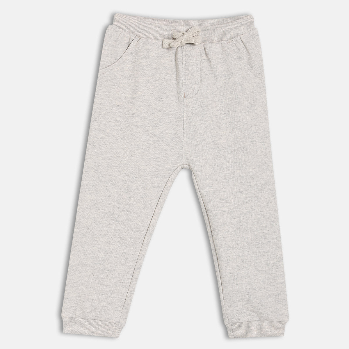 Boys Cotton Solid Joggers - Off White