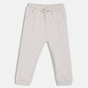 Boys Cotton Solid Joggers - Off White