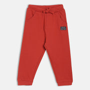 Boys Cotton Solid Joggers - Red