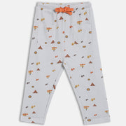 Boys Cotton Novelty Printed Knit Bottom - White