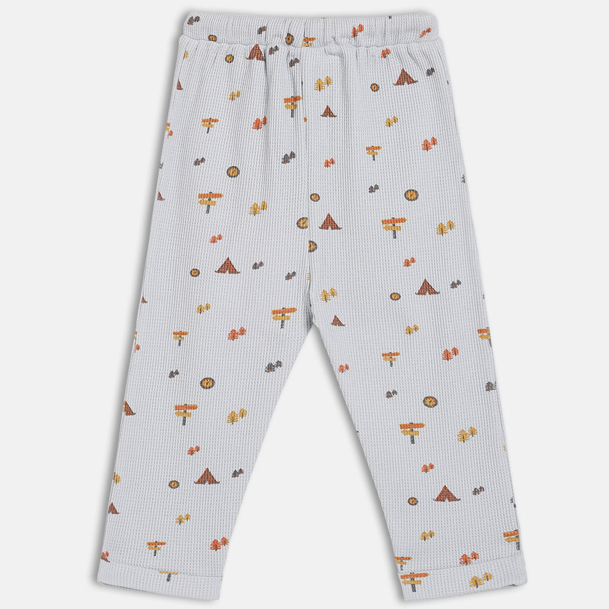 Boys Cotton Novelty Printed Knit Bottom - White