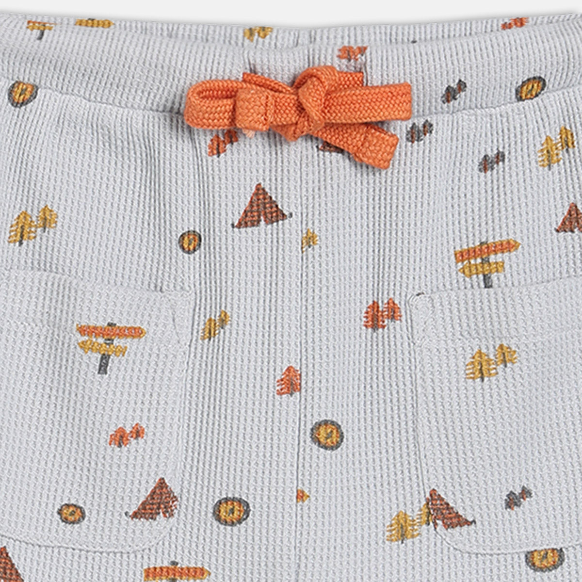 Boys Cotton Novelty Printed Knit Bottom - White