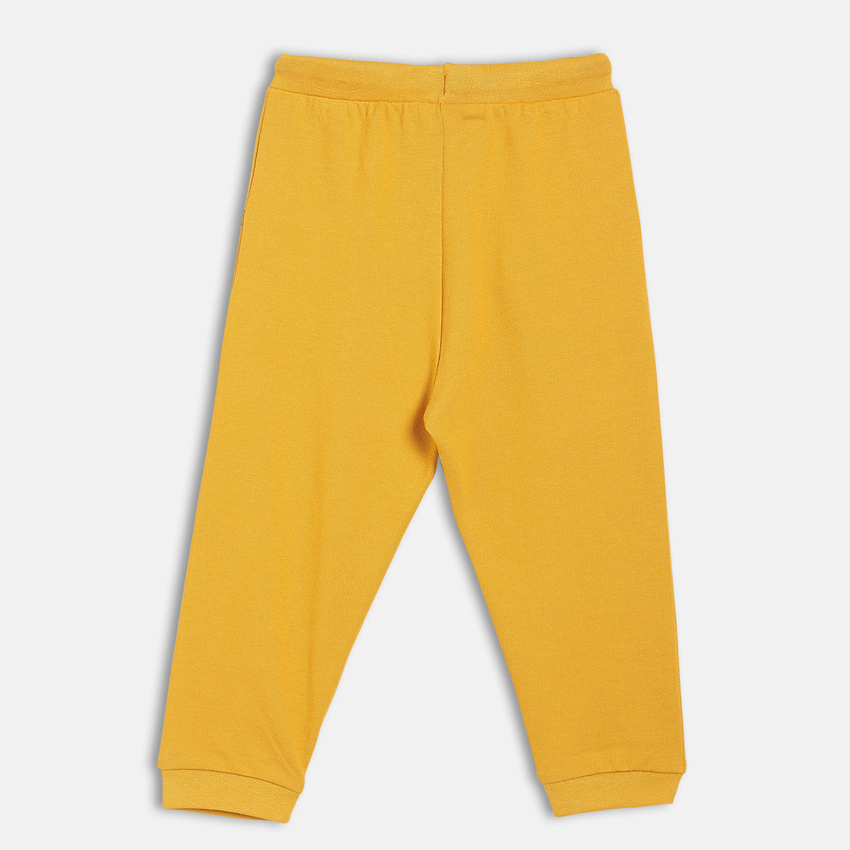 Boys Cotton Solid Knit Bottom - Mustard
