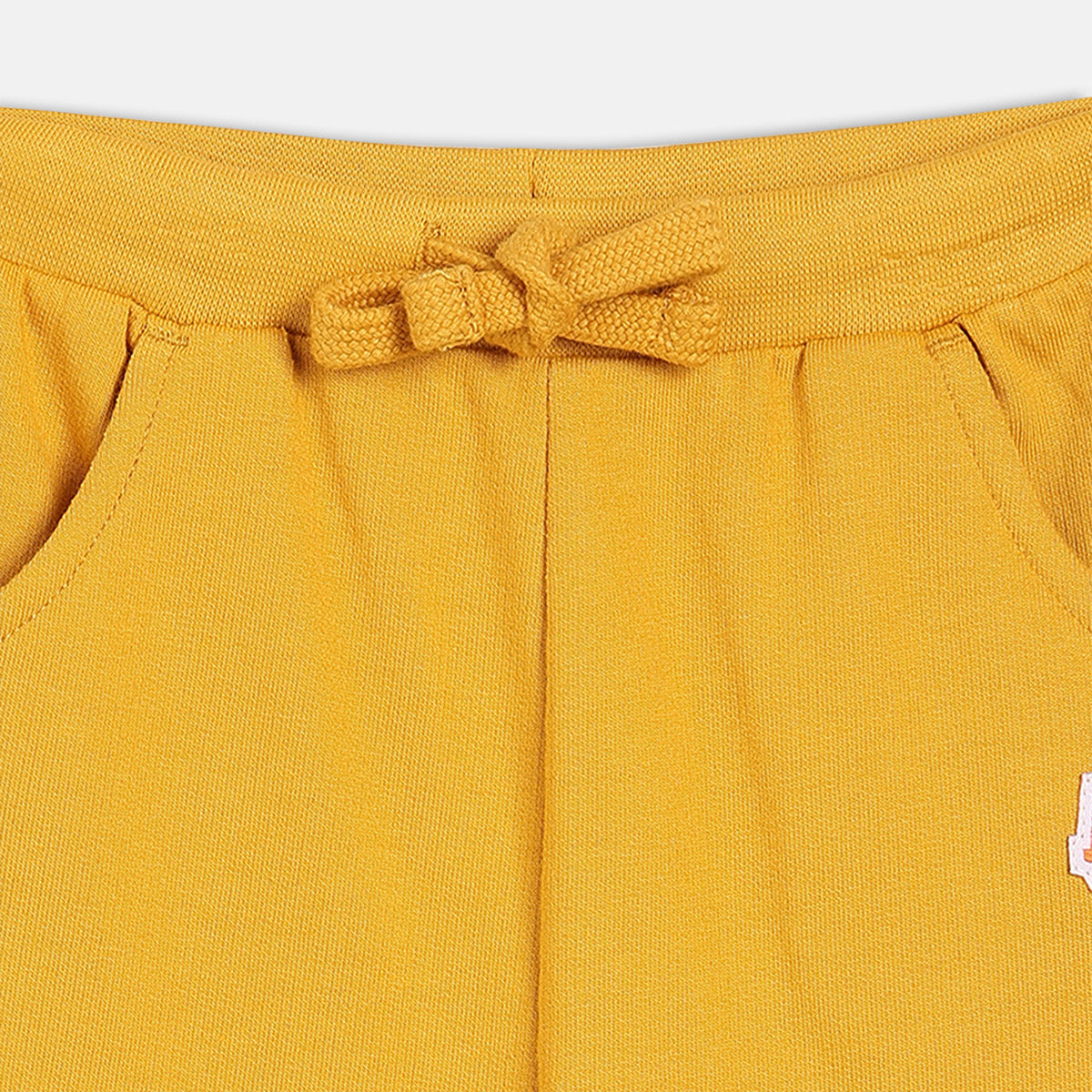 Boys Cotton Solid Knit Bottom - Mustard
