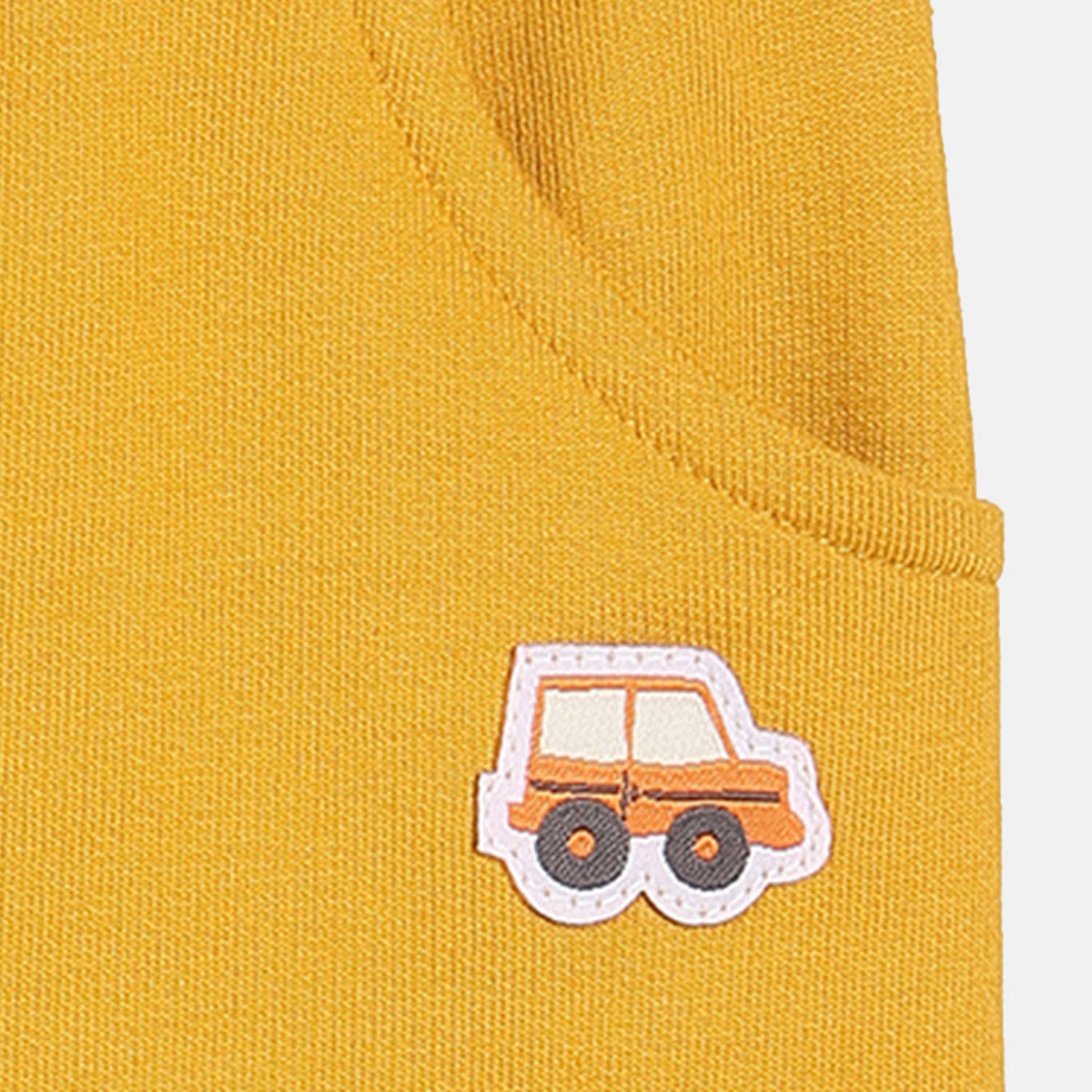 Boys Cotton Solid Knit Bottom - Mustard