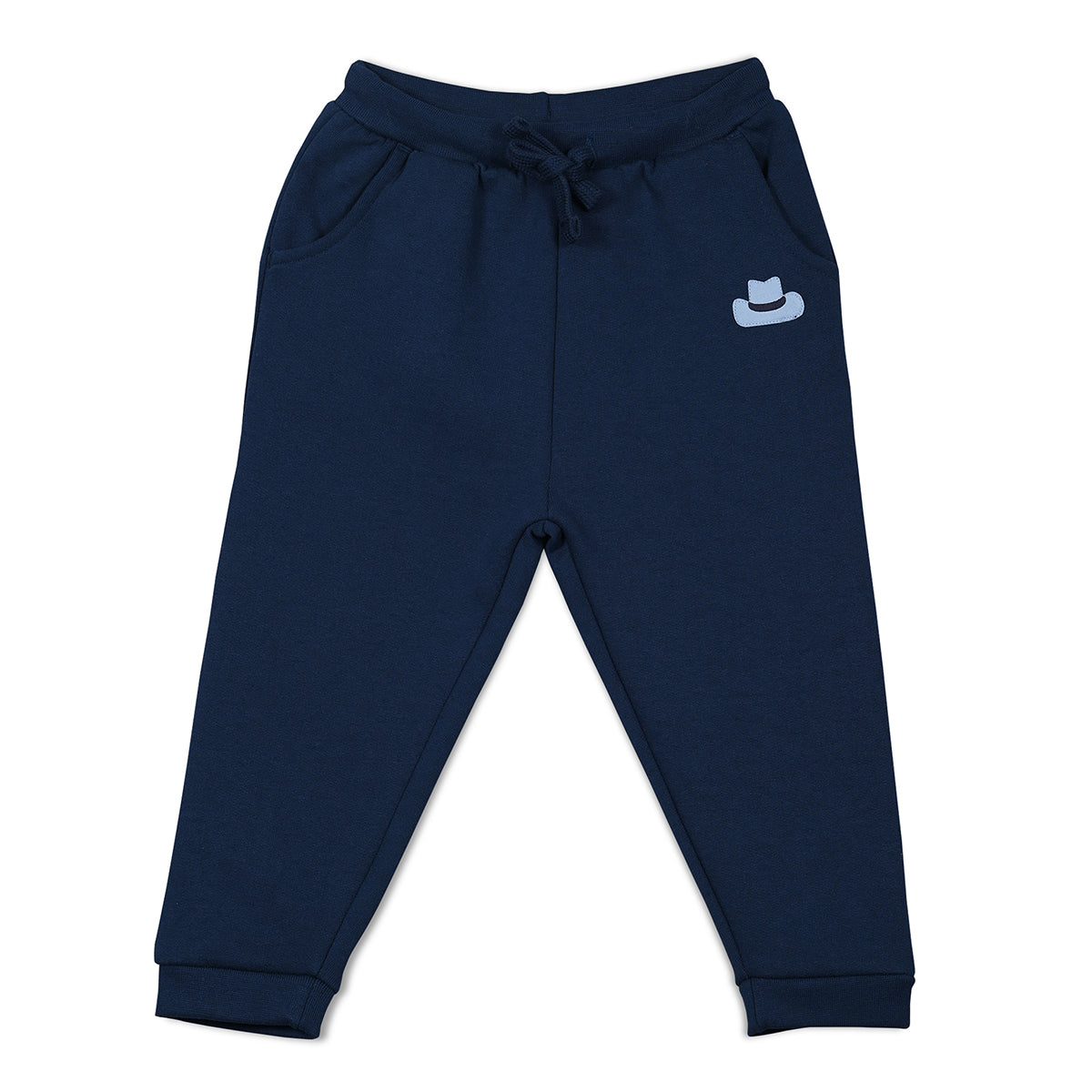 Boys Cotton Solid Knit Bottom - Navy Blue