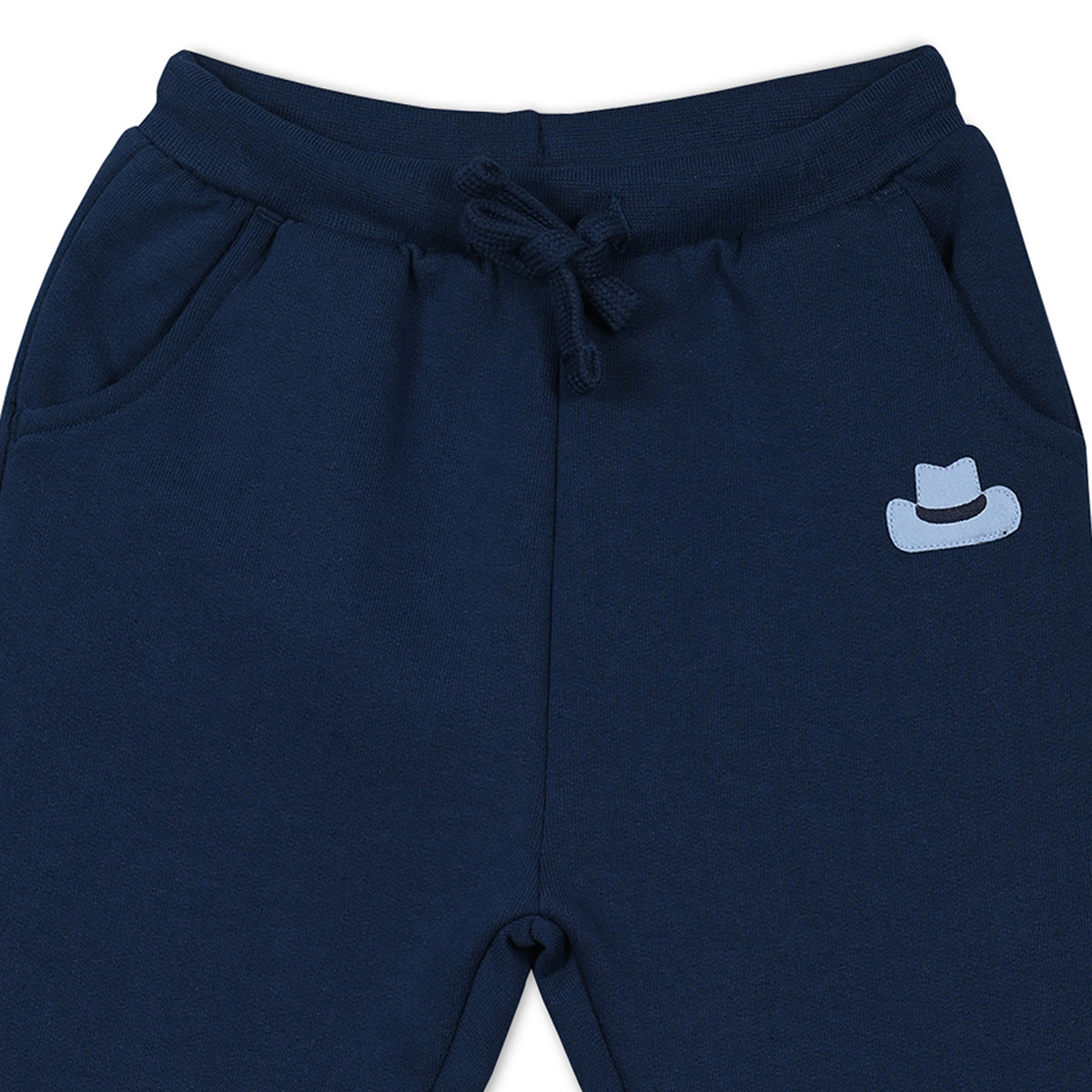Boys Cotton Solid Knit Bottom - Navy Blue
