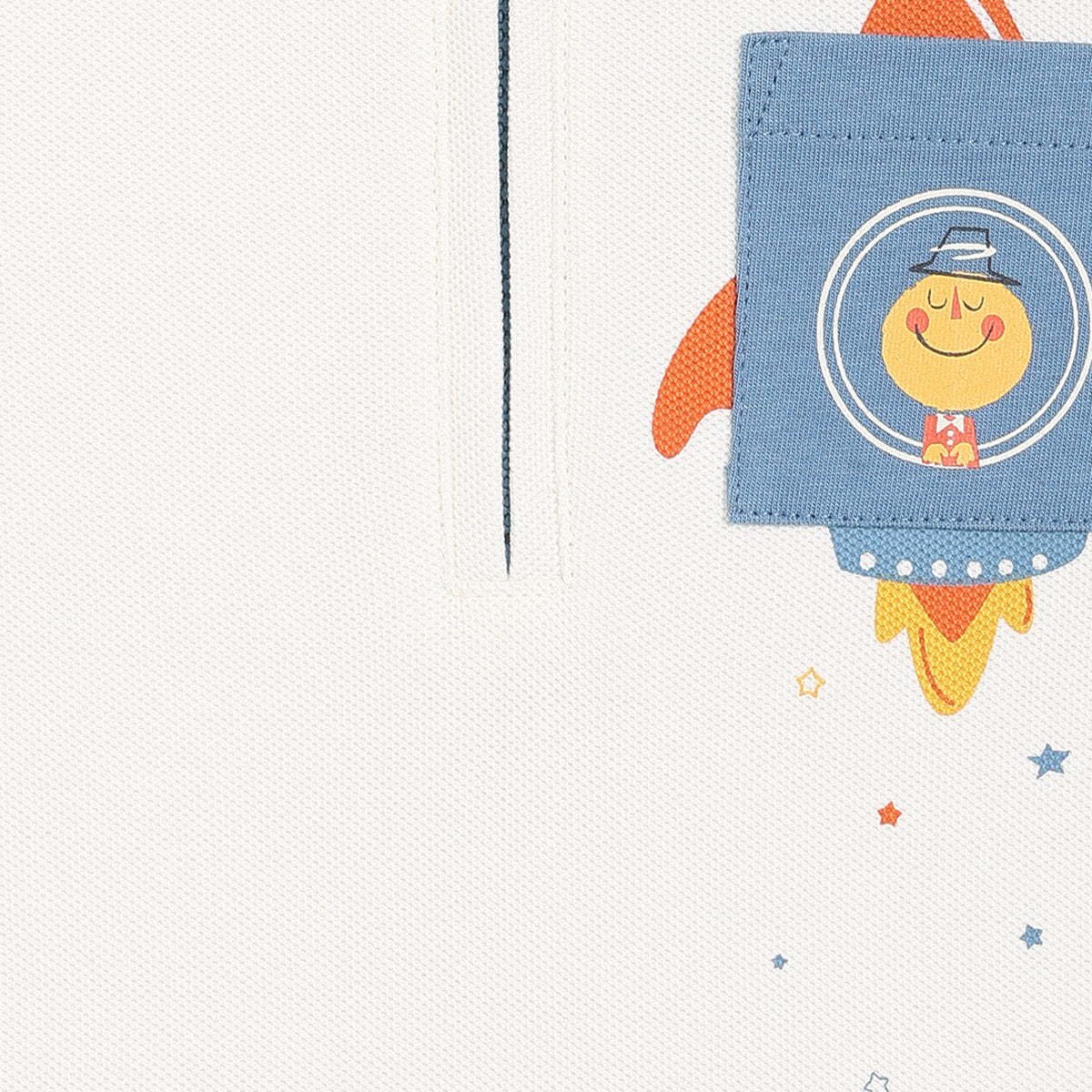 Boys Cotton Full Sleeves Striped Polo - White & Blue