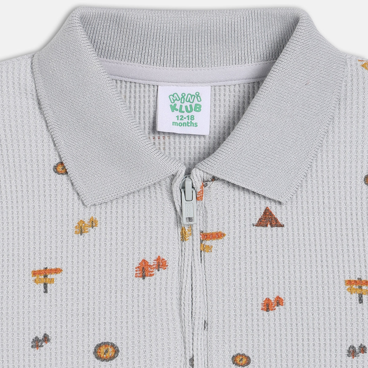 Boys Cotton Full Sleeves Novelty Printed Polo - White