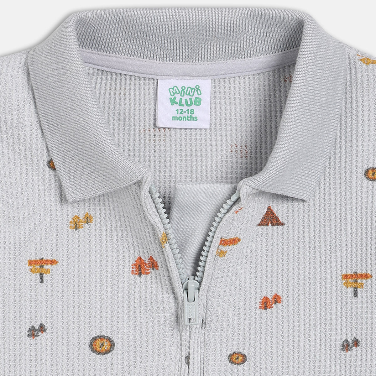 Boys Cotton Full Sleeves Novelty Printed Polo - White