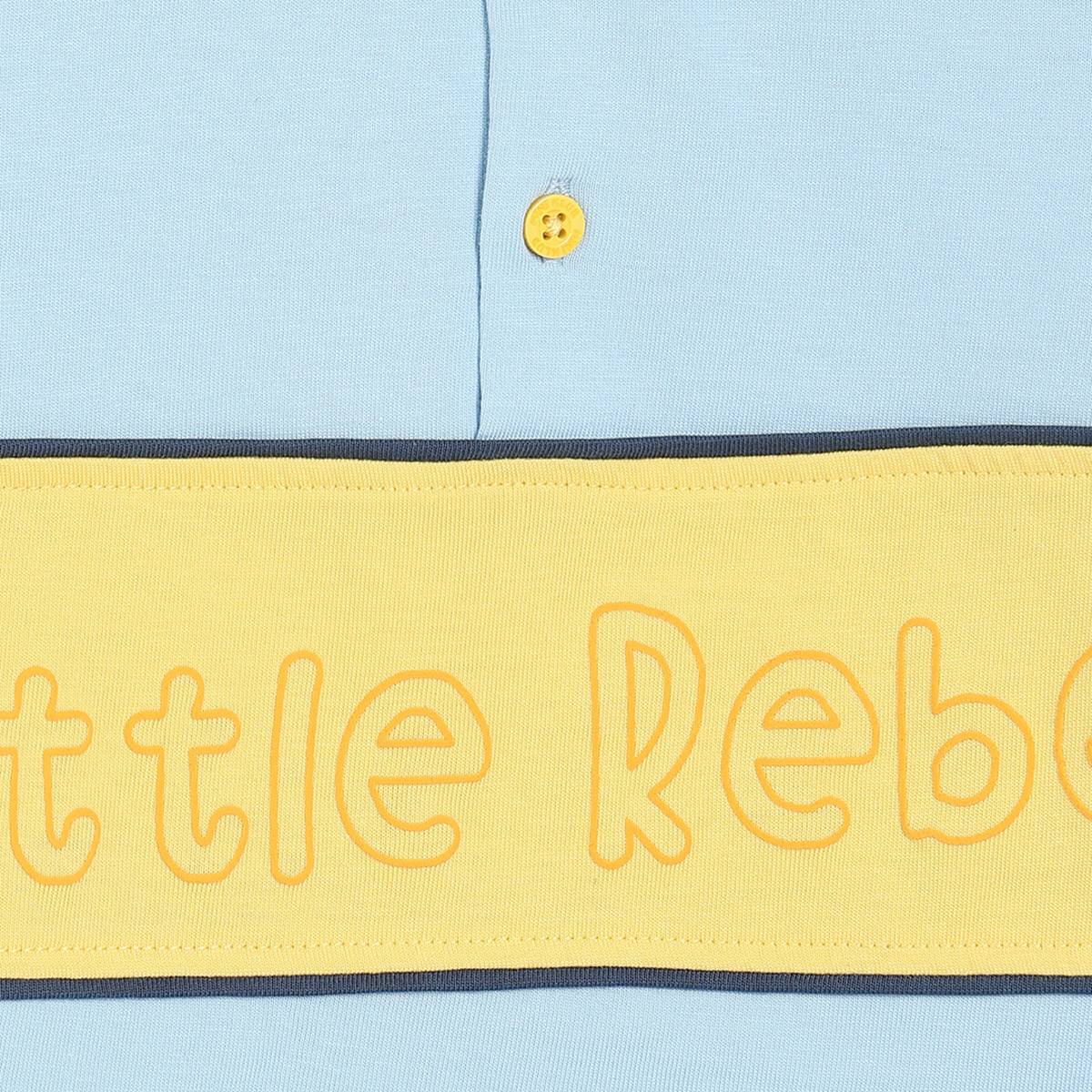 Boys Cotton Full Sleeves Typography Printed Polo - Blue & Yellow