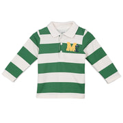 Boys Cotton Full Sleeves Striped Polo - White & Green