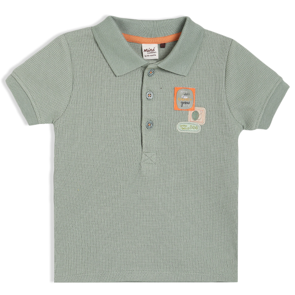 Boys Grey Collar Half Sleeve Polo