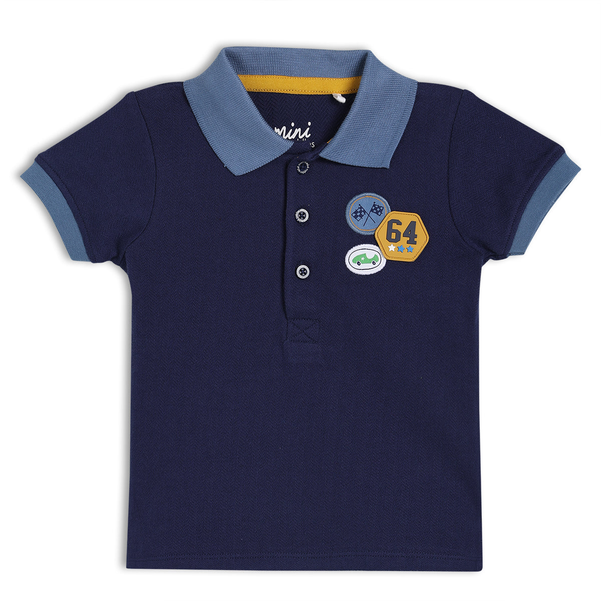 Boys Navy Blue Collar Half Sleeve Polo