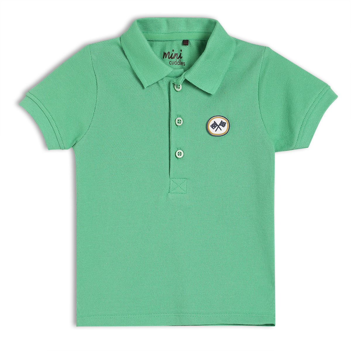 Boys Green Collar Half Sleeve Polo