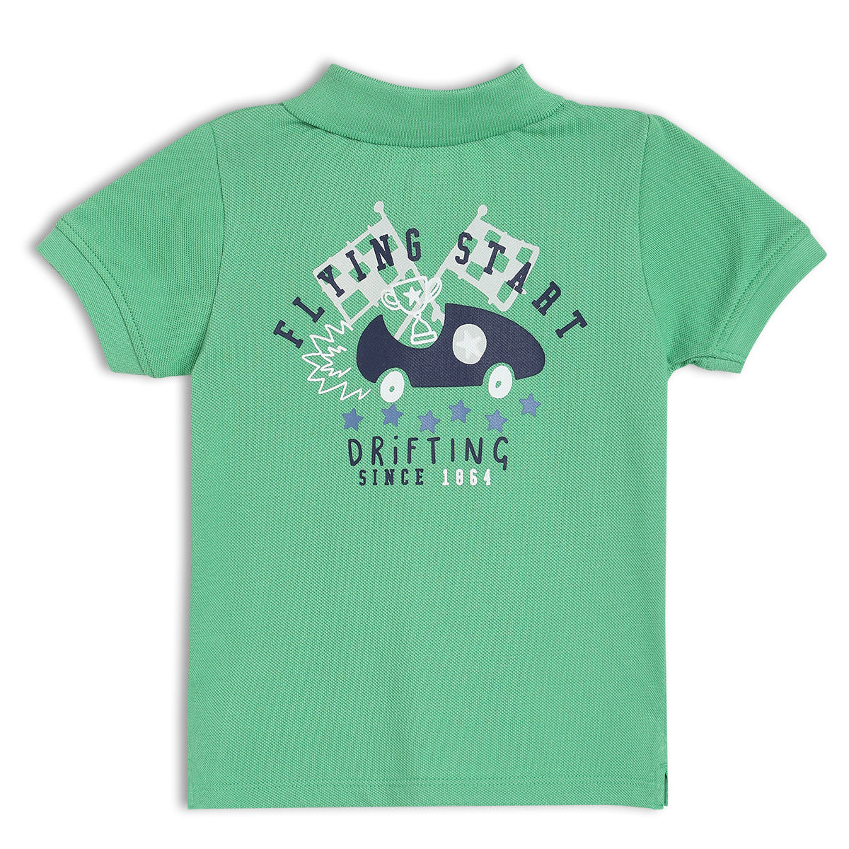 Boys Green Collar Half Sleeve Polo