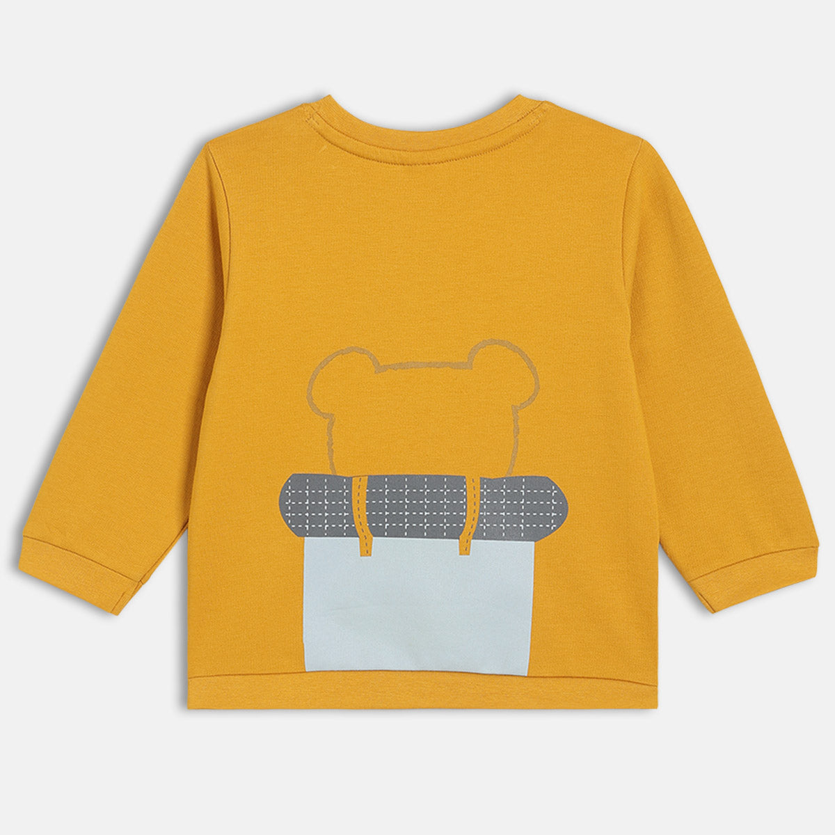 Boys Cotton Full Sleeves Teddy Embroidered Sweatshirt - Mustard