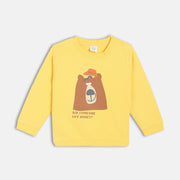 Boys Cotton Full Sleeves Text Printed Sweatshirt - Mustard