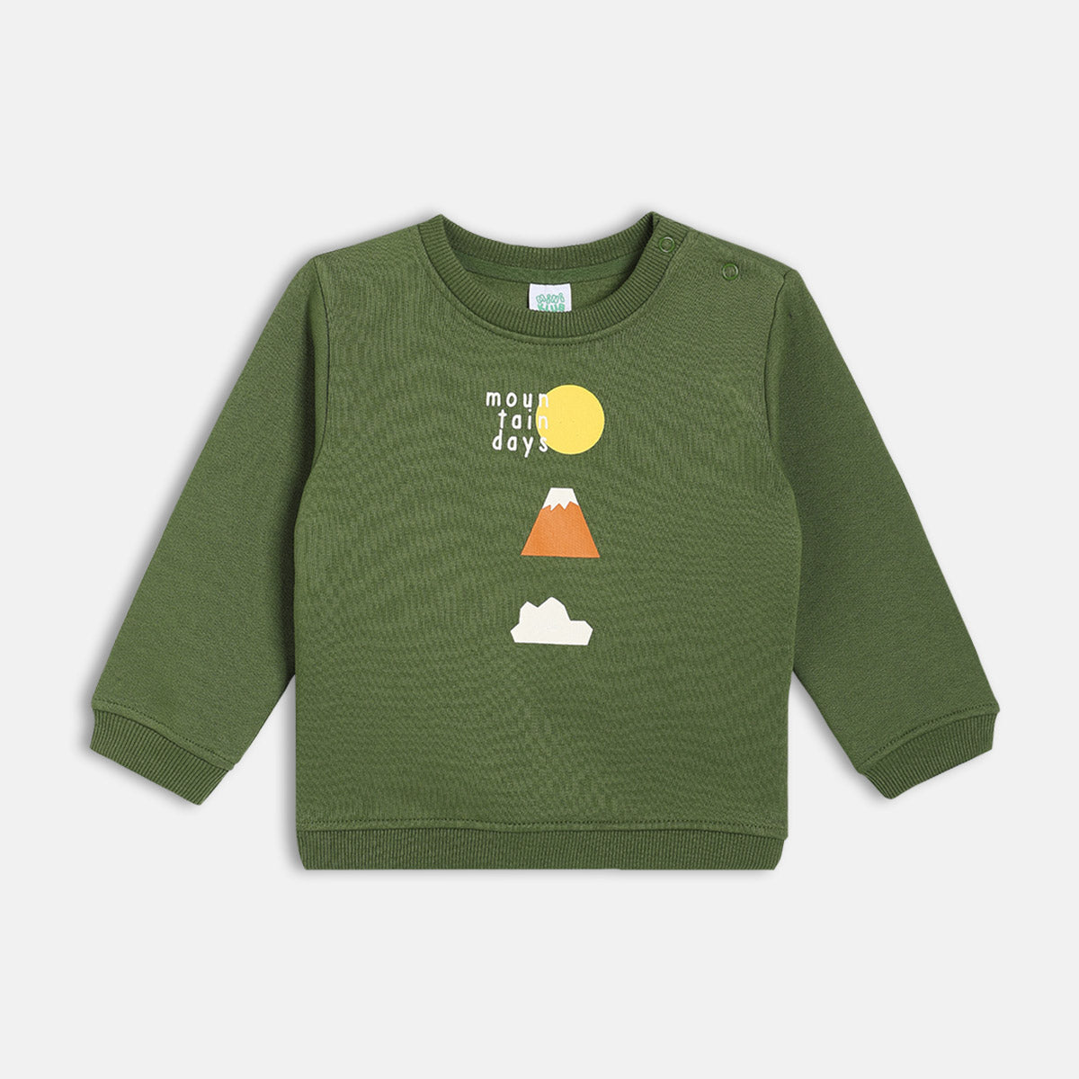 Boys Cotton Full Sleeves Text Printed Sweatshirt - Green