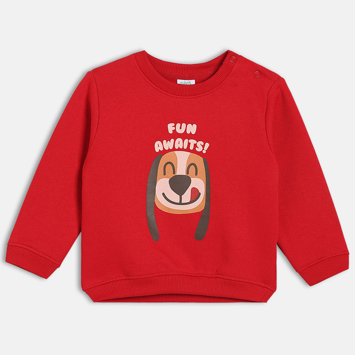 Boys Cotton Full Sleeves Animal Printed Sweatshirt - Red