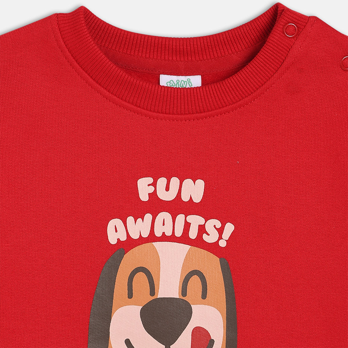 Boys Cotton Full Sleeves Animal Printed Sweatshirt - Red