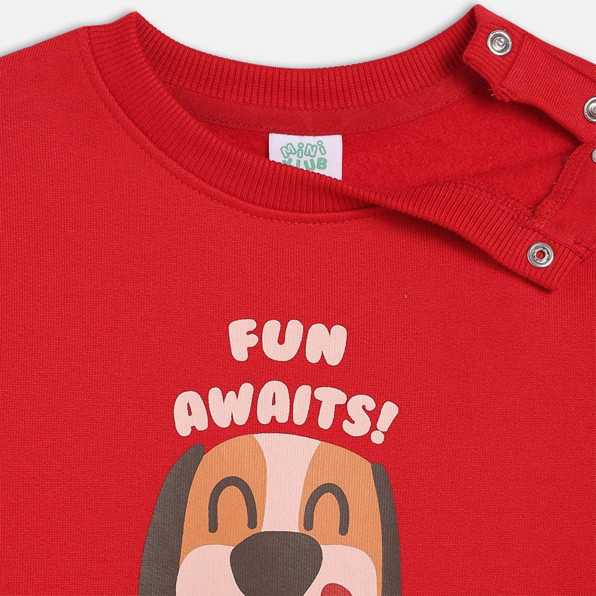 Boys Cotton Full Sleeves Animal Printed Sweatshirt - Red