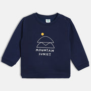 Boys Cotton Full Sleeves Typography Printed Sweatshirt - Navy Blue