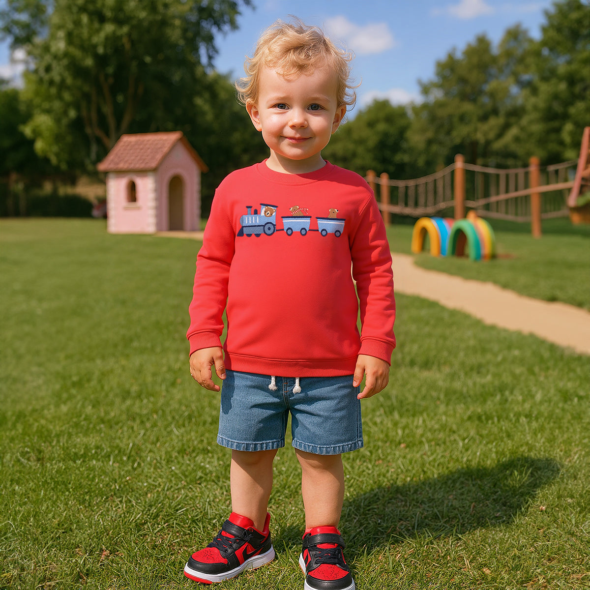 Red Baby Boys Round Neck Full Sleeve Sweat Shirt