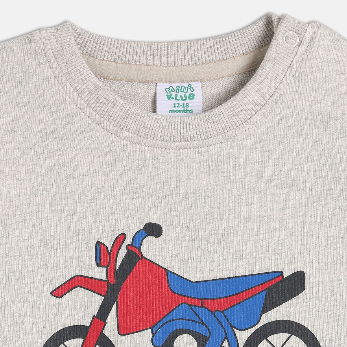 Boys Cotton Full Sleeves Bike Printed Sweatshirt - Grey