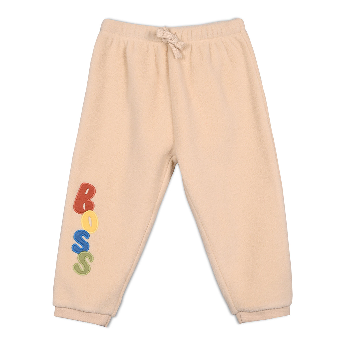 Boys Cotton Full Sleeve Text Printed Clothing Set - Beige