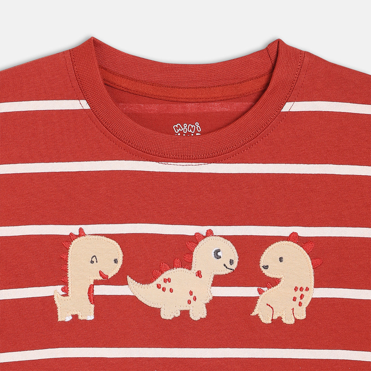 Boys Cotton Full Sleeves Striped Tee - Red