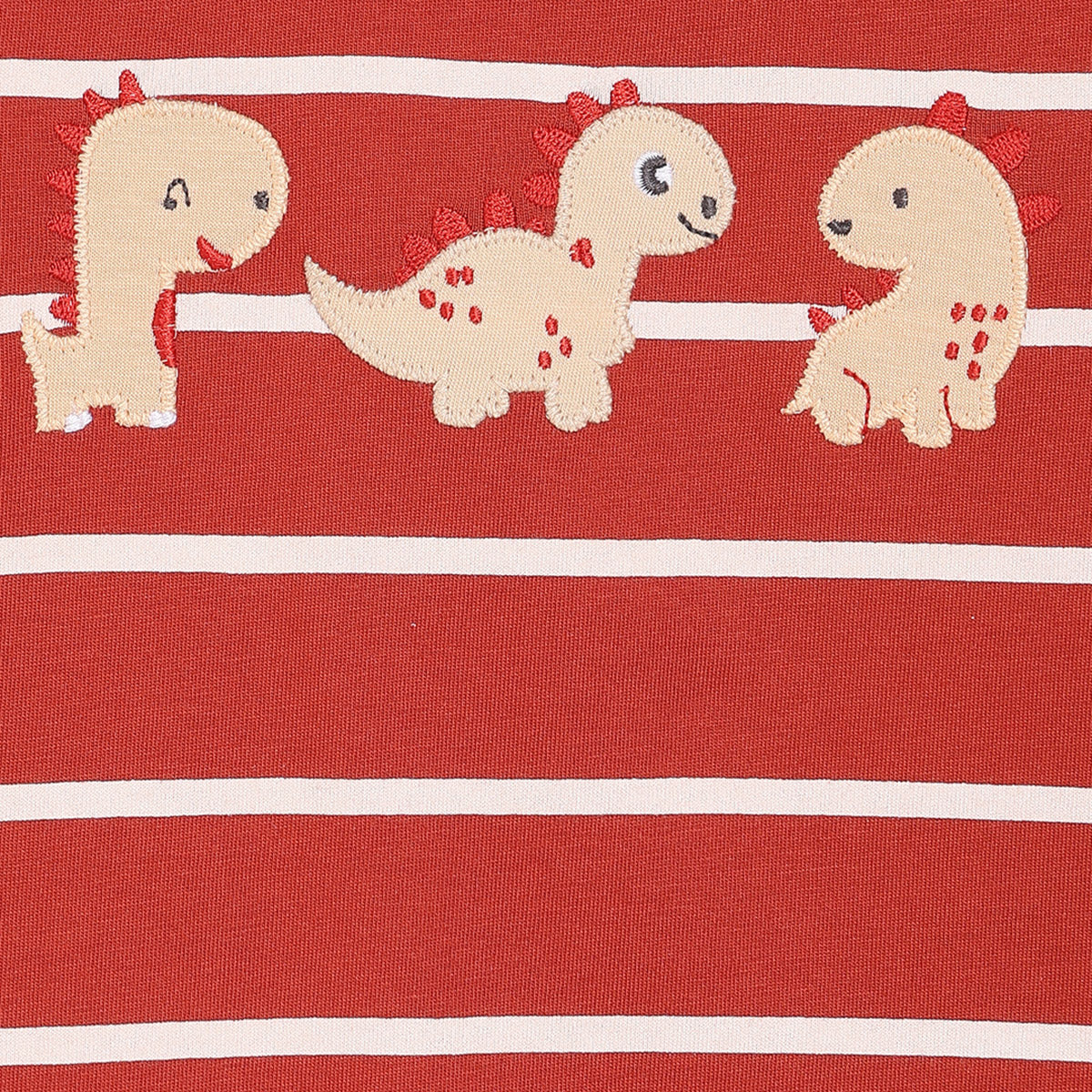 Boys Cotton Full Sleeves Striped Tee - Red