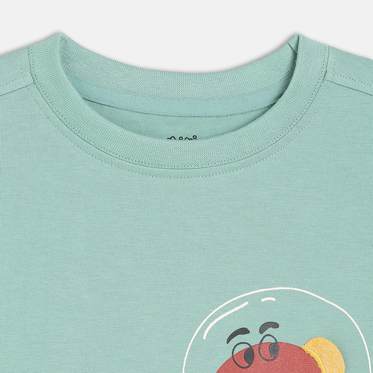 Boys Cotton Full Sleeves Text Printed Tee - Green