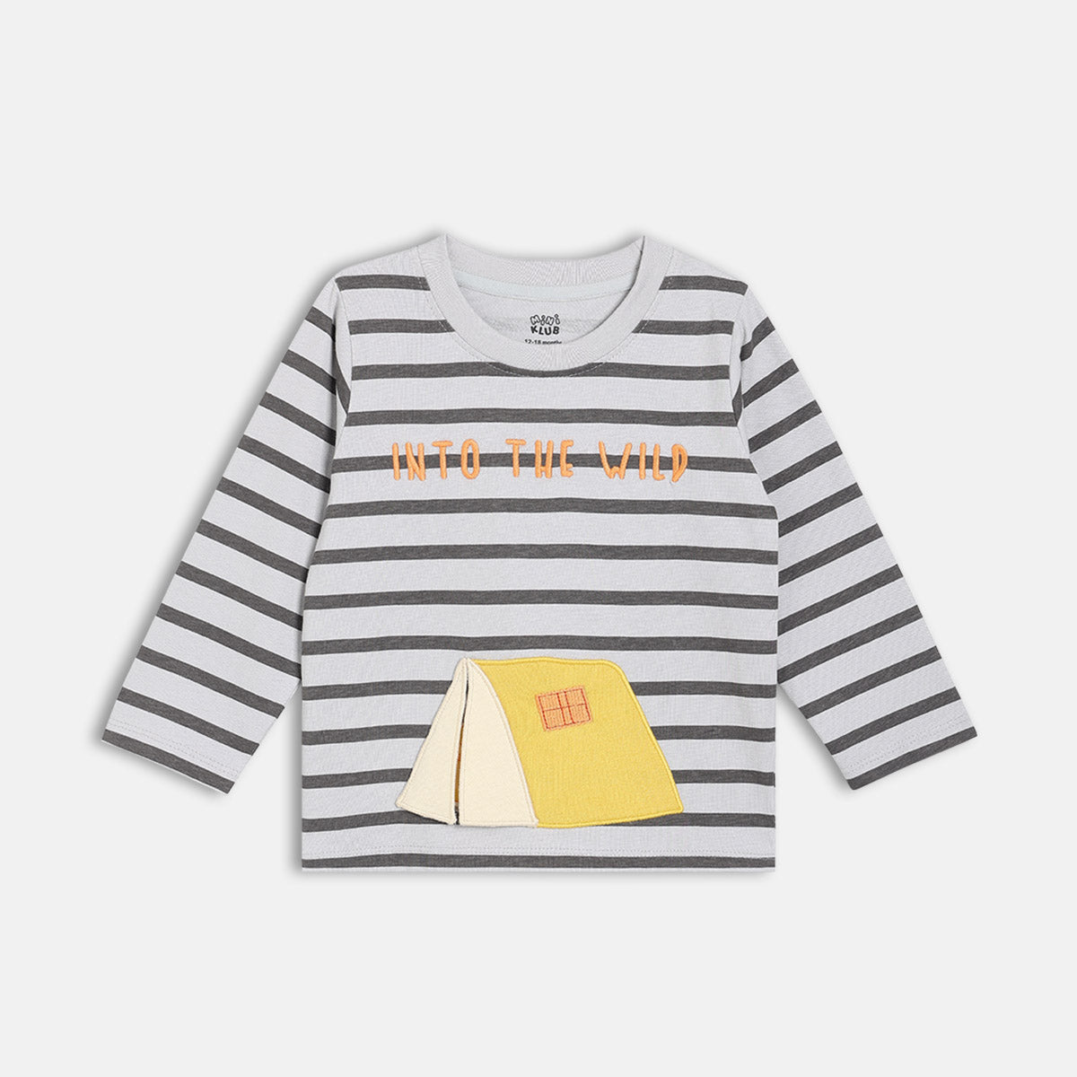 Boys Cotton Full Sleeves Text Printed Tee - Grey