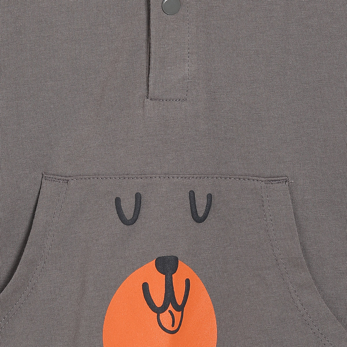 Boys Cotton Full Sleeves Cartoon Printed Tee - Grey & Orange