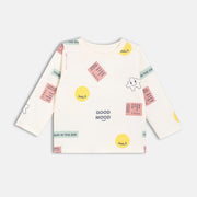 Boys Cotton Full Sleeves Text Printed Tee - White