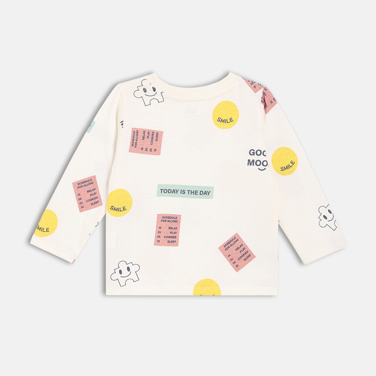 Boys Cotton Full Sleeves Text Printed Tee - White
