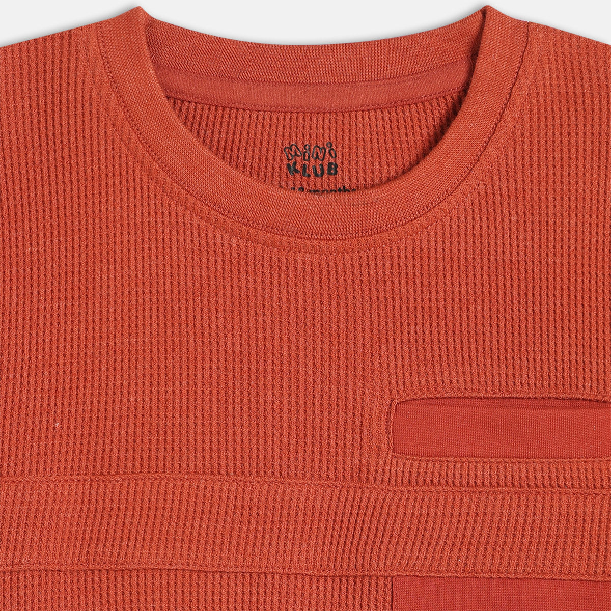 Boys Cotton Full Sleeves Solid T-shirt - Rust