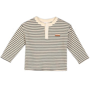 Boys Cotton Full Sleeves Striped Tee - Beige