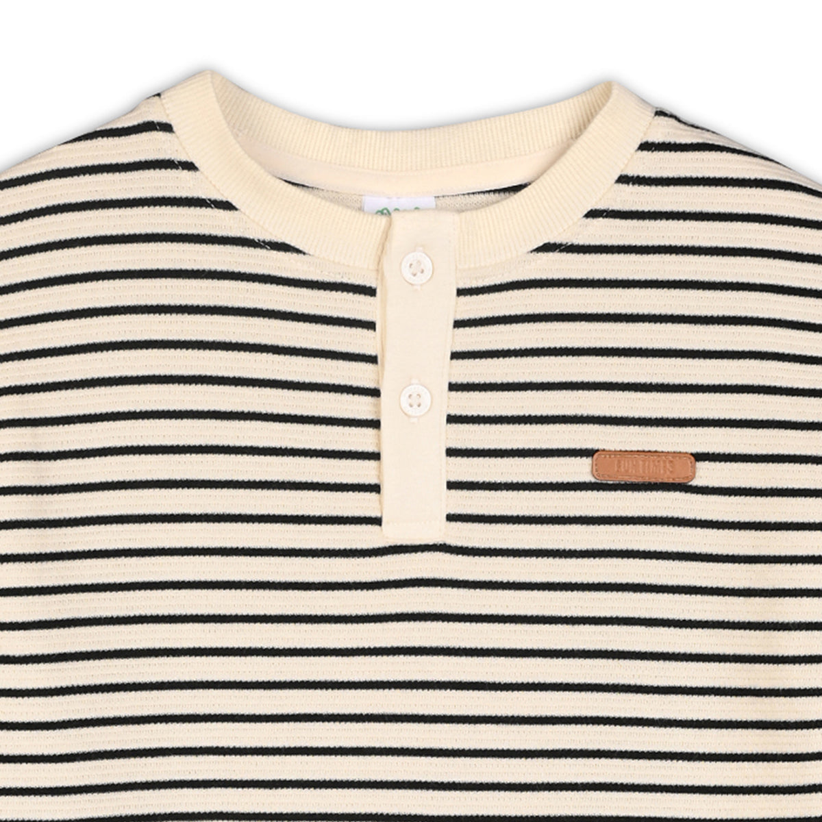 Boys Cotton Full Sleeves Striped Tee - Beige