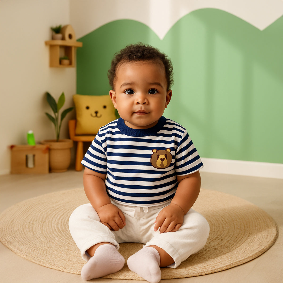 Boys Solid Woven Pant - White