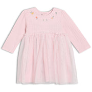 Girls Round Neck Full Length Dress - Pink
